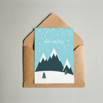 Greeting card foldable - Merry christmas Mountains
