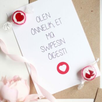 Õnnitluskaart volditav - Olen õnnelik, et ma swipesin õigesti