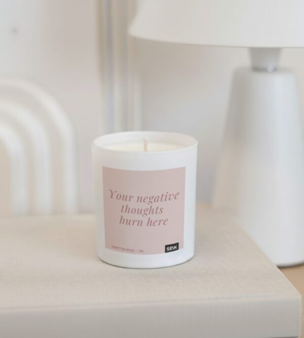 happy candle - negative thoughts burn here