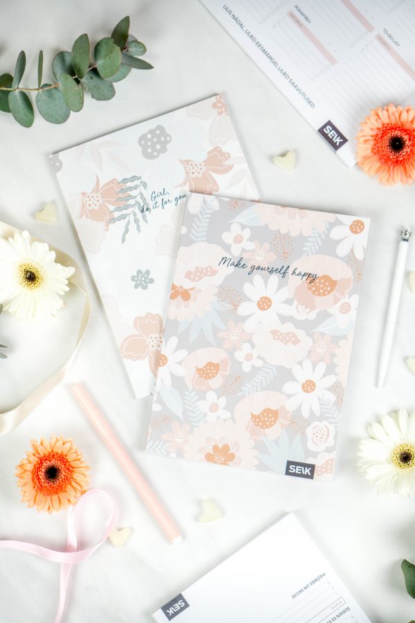 Bullet Journal / Dotted Notebook girl, make yourself happy (2 pcs)