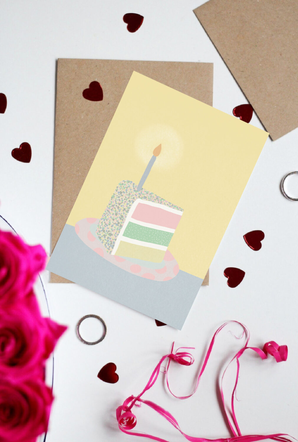 Greeting card foldable - Slice of Cake