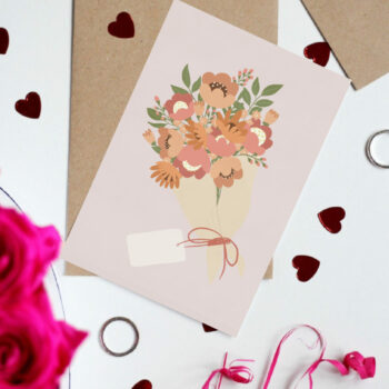 Greeting card foldable - Pink Bouquet