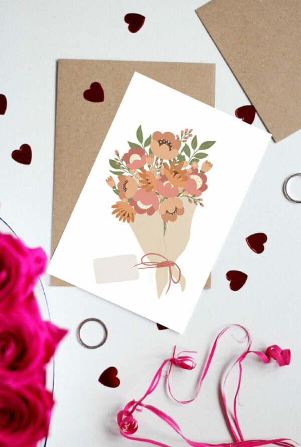 Greeting card foldable - White Bouquet