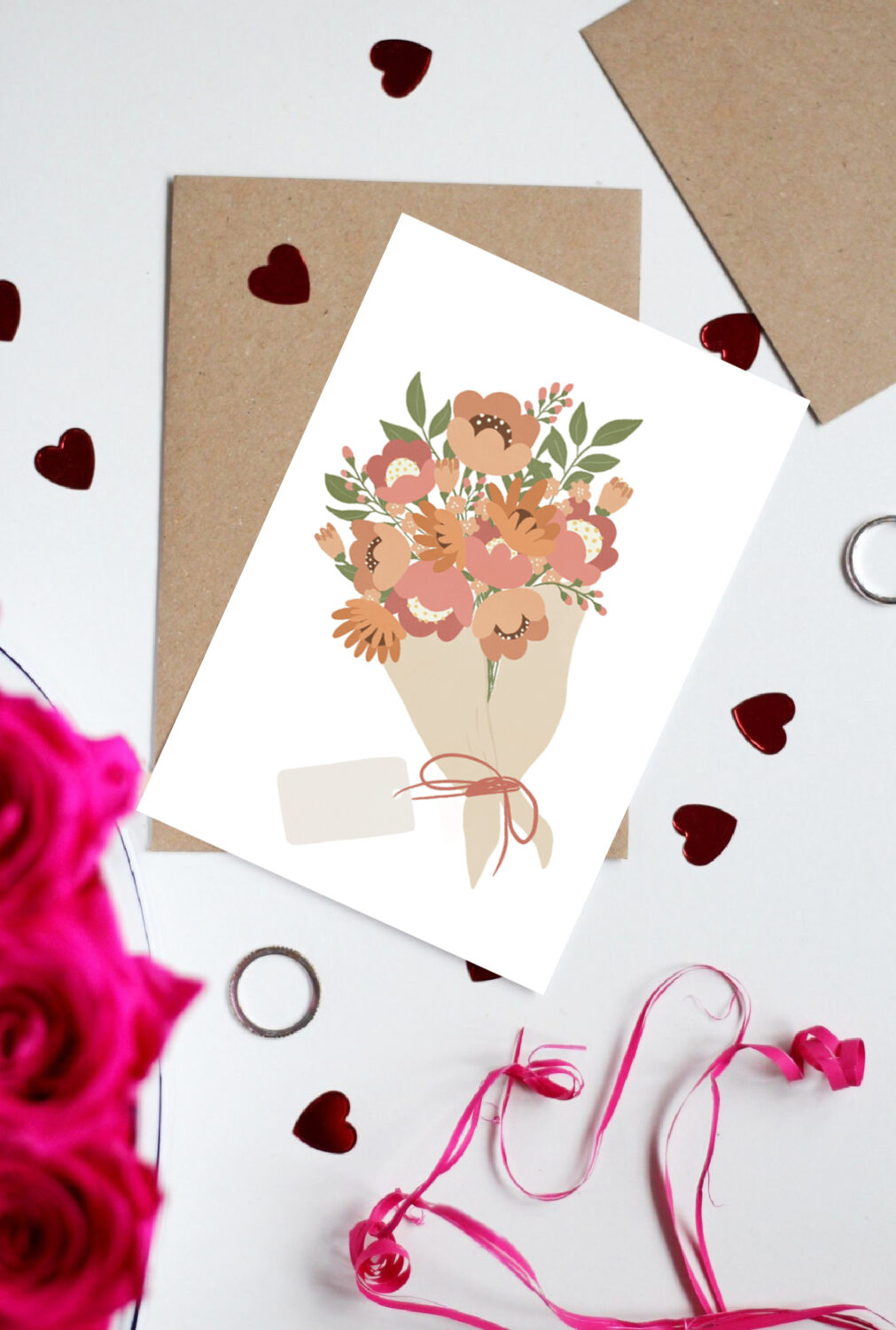 Greeting card foldable - White Bouquet