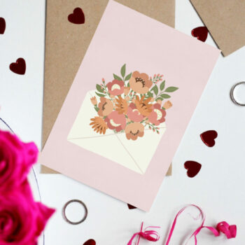 Greeting card foldable - Enveloped Blooms (pink)