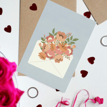 Greeting card foldable - Enveloped Blooms (blue)