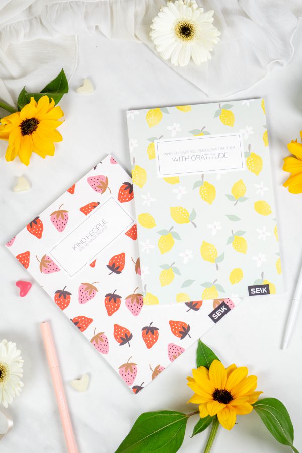 Bullet Journal / Dotted Notebook  strawberries & lemons (2pcs)