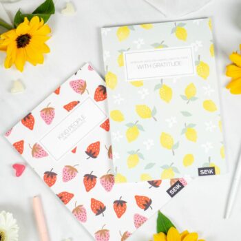 Bullet Journal / Dotted Notebook  strawberries & lemons (2pcs)