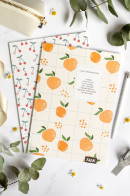 Squared and lined notebook Peaches & Cherries (2 stk)