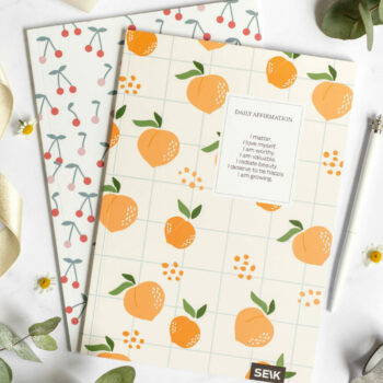 Squared and lined notebook Peaches & Cherries (2 stk)