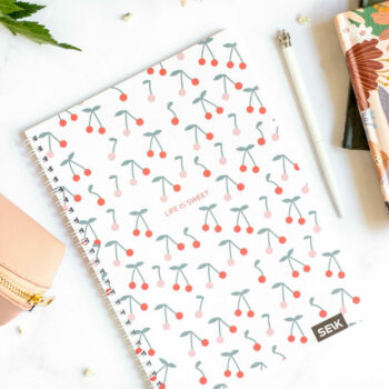Bullet Journal / Dotted Notebook with spiral binding  - Cherries