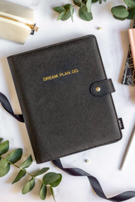 Ring binder productivity planner from premium faux leather A5 (black)