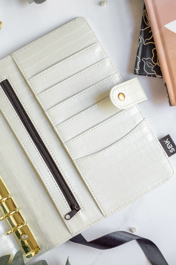 Ring binder from premium faux leather A5 (white) - Image 3