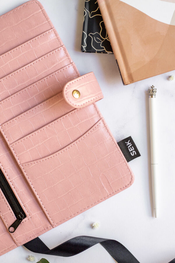Ring binder bullet journal dotted pages from premium faux leather A5 (pink) - Image 2