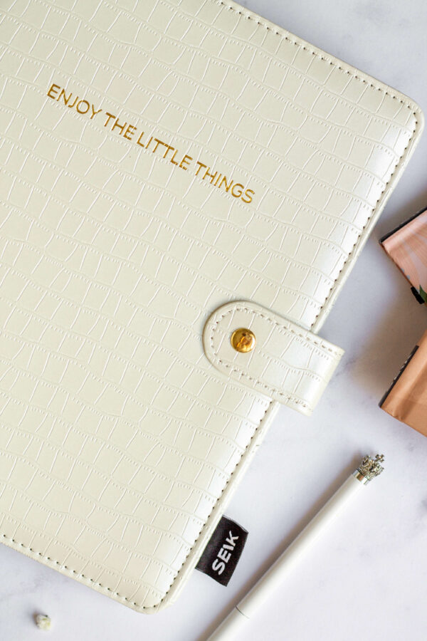 Ring binder from premium faux leather A5 (white) - Image 2