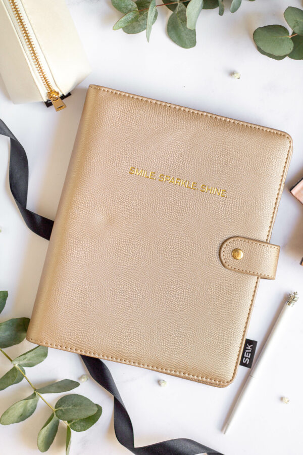 Ring binder from premium faux leather A5 - Happy Calendar planner 2025 (beige) - Image 3