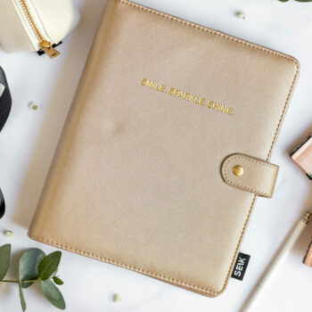 Ring binder bullet journal dotted pages from premium faux leather A5 (beige)