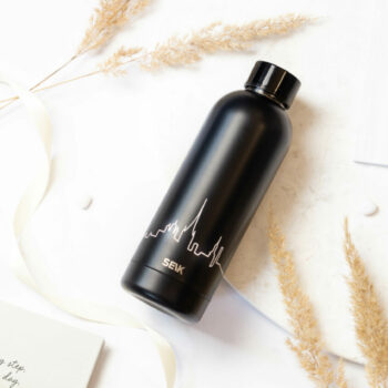 Water Bottle/Thermos - Skyline of Tallinn (black) 500ml