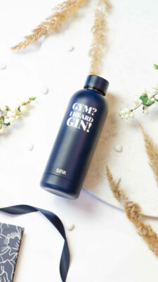 Water Bottle/Thermos - Gym? I heard gin! (navy) 500ml