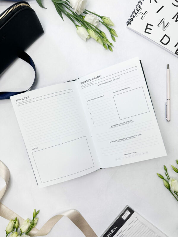 Ring binder productivity planner from premium faux leather A5 (white) - Image 6
