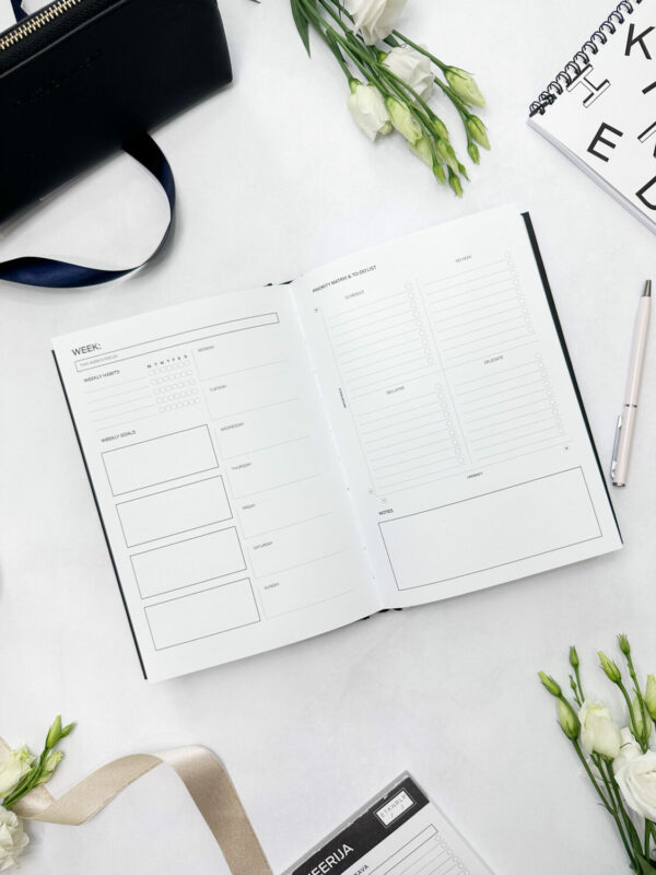 Ring binder productivity planner from premium faux leather A5 (white) - Image 16