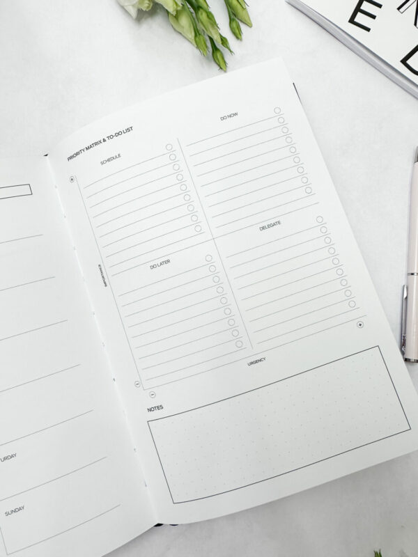 Ring binder productivity planner from premium faux leather A5 (white) - Image 4