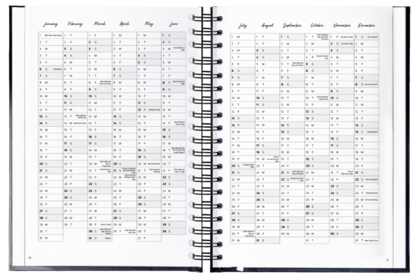 Ring binder from premium faux leather A5 – Happy Calendar planner 2025 (black) - Image 7