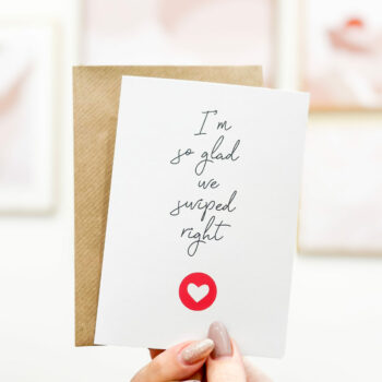 Greeting card foldable - we swiped right