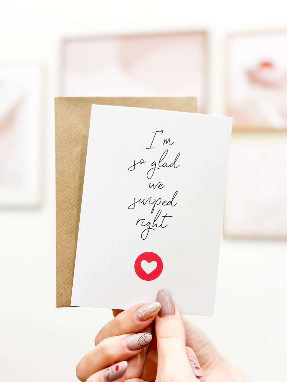 Greeting card foldable - we swiped right