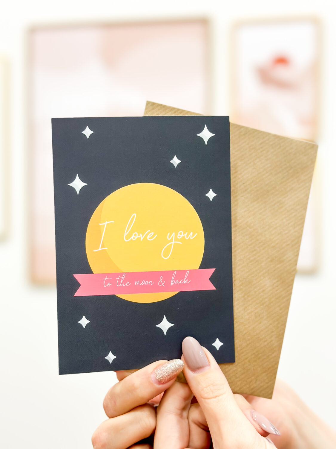 Greeting card foldable - I love you to the moon