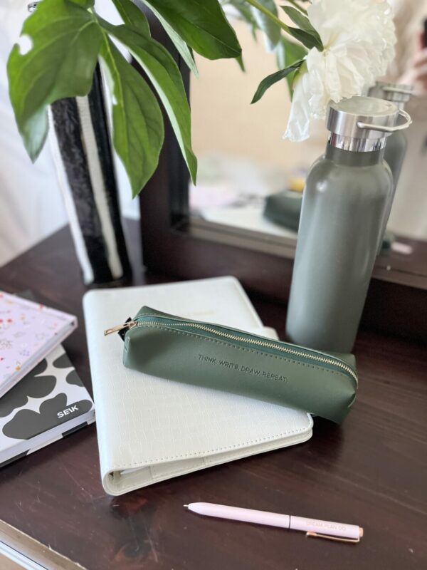 Pencil case - think. write. draw. repeat. (forest green color) - Image 5