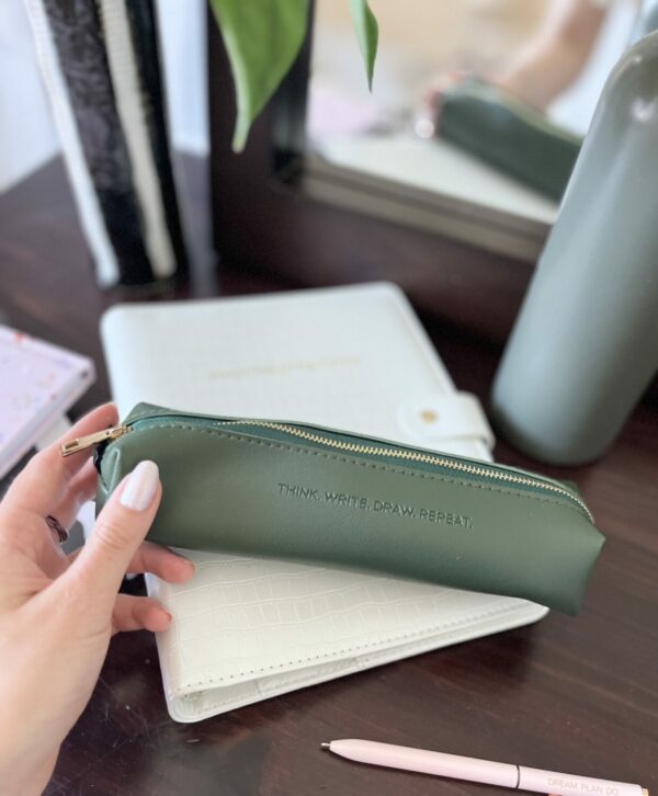 Pencil case - think. write. draw. repeat. (forest green color) - Image 4