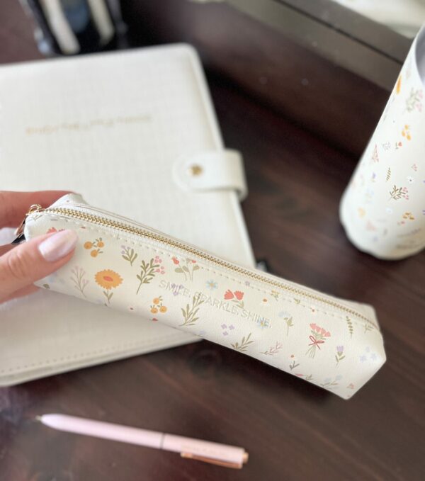 Pencil case with flowers- smile. sparkle. shine. - Image 6