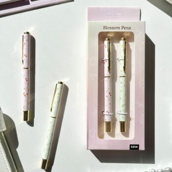 Blossom Pens - Beige (black) & Pink (Blue) - 2 pcs