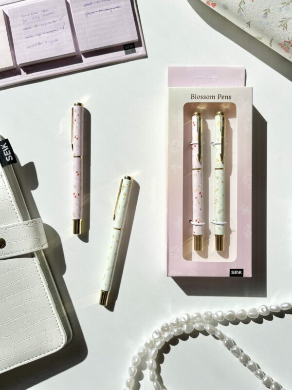 Blossom Pens - Beige (black) & Pink (Blue) - 2 pcs - Image 4