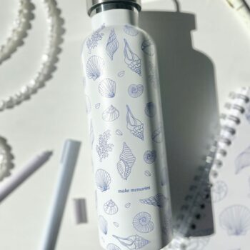 Water Bottle/Thermos - Seashells (beige & blue) 750ml