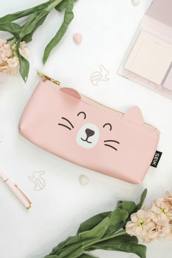 Pencil Case - happy cat (pink) - Image 5
