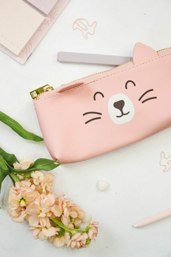 Pencil Case - happy cat (pink) - Image 4