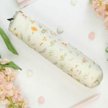Pencil case with flowers- smile. sparkle. shine.