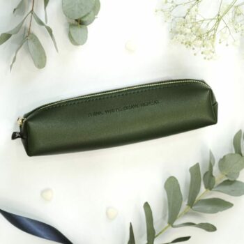 Pencil case - think. write. draw. repeat. (forest green color)