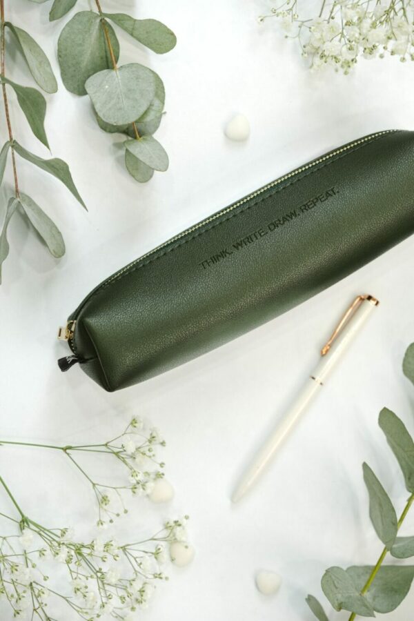 Pencil case - think. write. draw. repeat. (forest green color) - Image 9