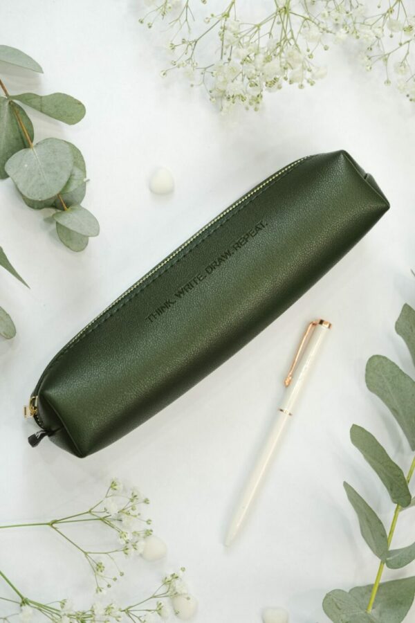 Pencil case - think. write. draw. repeat. (forest green color) - Image 8