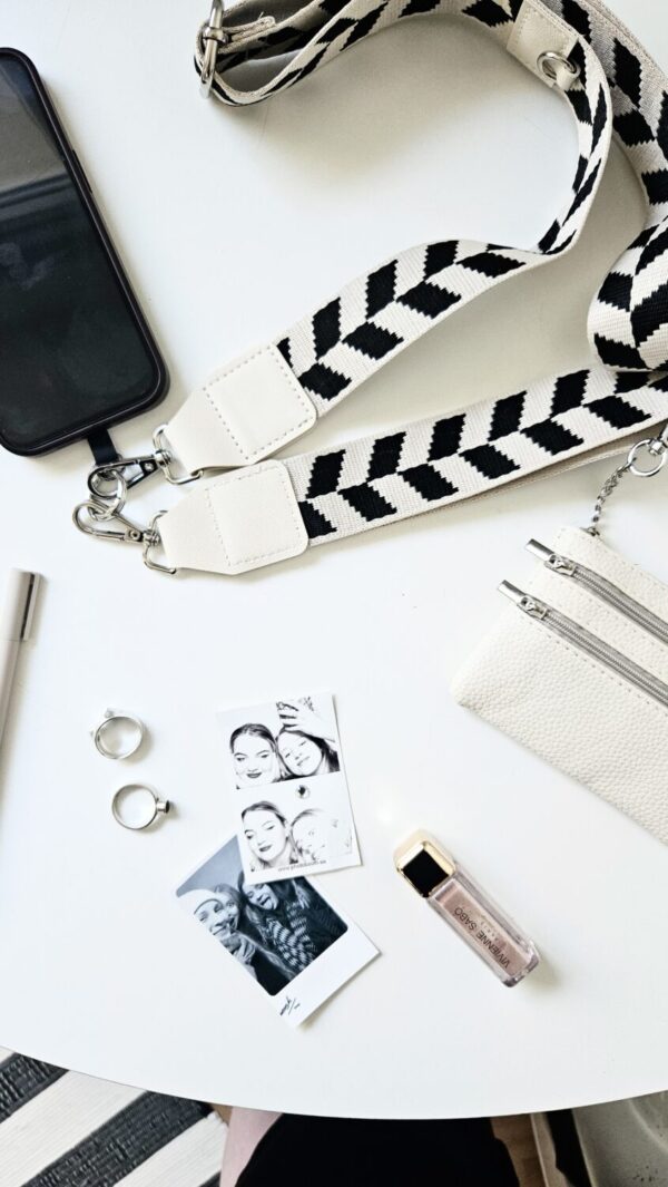 universal phone strap with wallet- beige & black bliss - Image 3