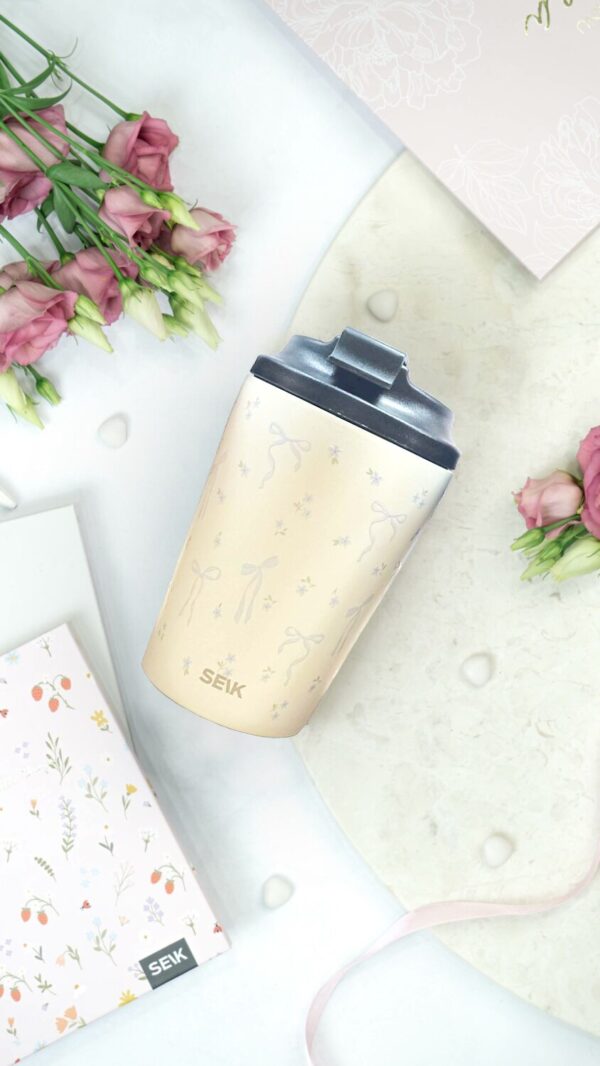 Coffee thermos mug - bows (350ml)