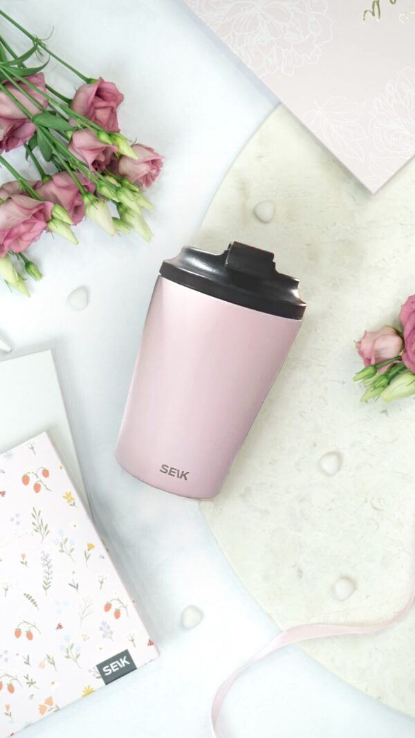 Coffee thermos mug - pink (350ml)
