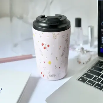 Coffee thermos mug - strawberries (350ml)