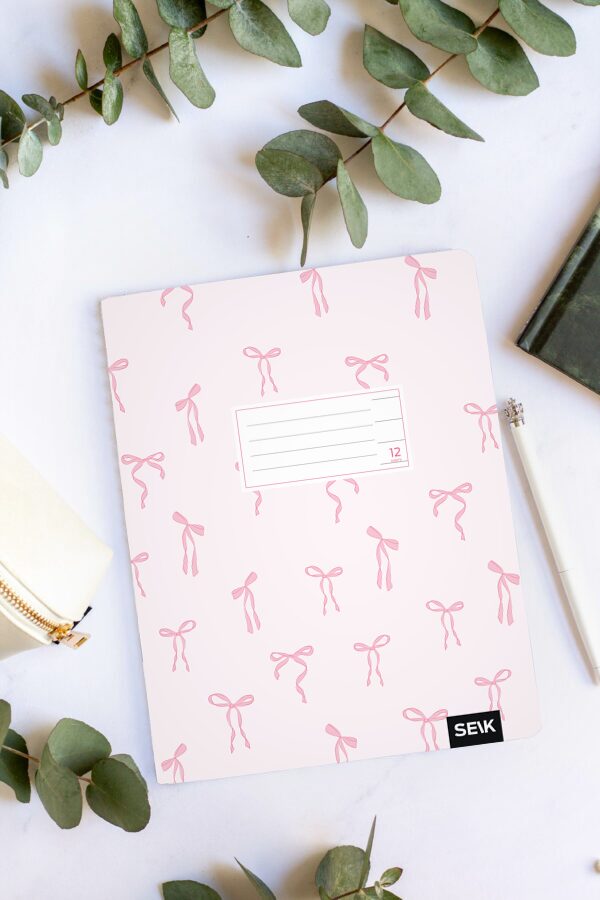 Lined notebook (12sh) - pink bows