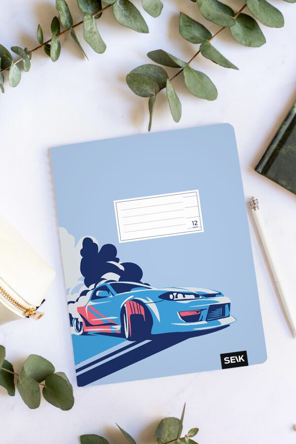 Lined notebook (12sh) - fast car