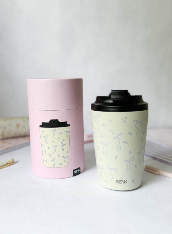 Coffee thermos mug - bows (350ml) - Image 4