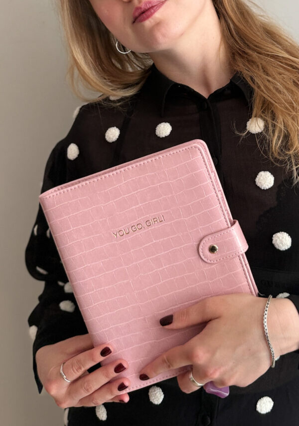 Ring binder from premium faux leather A5 – Happy Calendar planner 2025/26 (pink) - Image 3